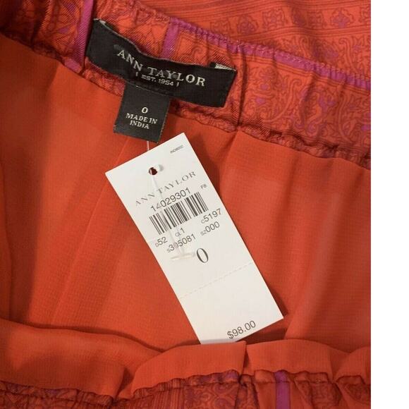 Ann Taylor Red Purple Silk Pull On Skirt 0 - Picture 3 of 11
